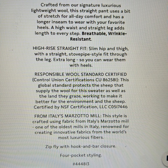 Banana Republic Siena Straight Italian Wool Pant 14R - Picture 2 of 7